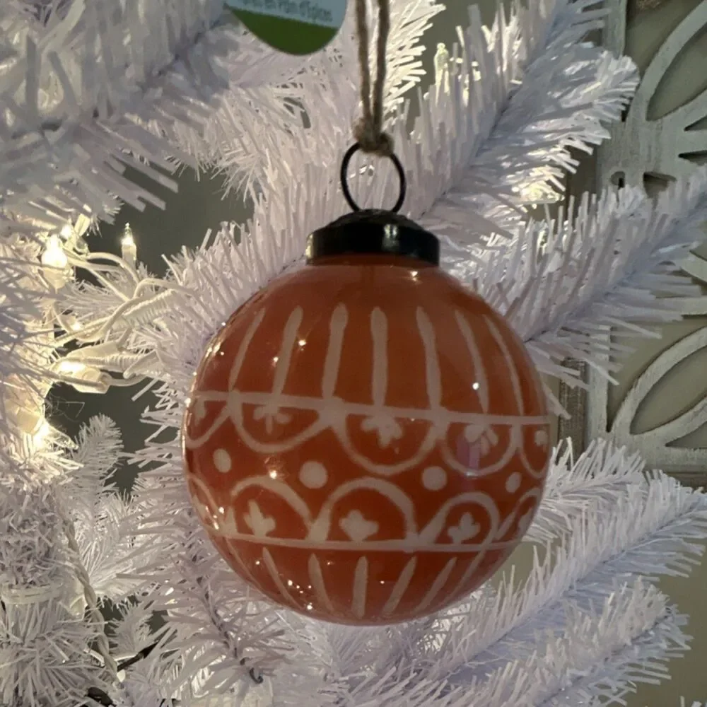 Gingerbread Forest Glass Round Ornament Brown White Christmas Holiday
